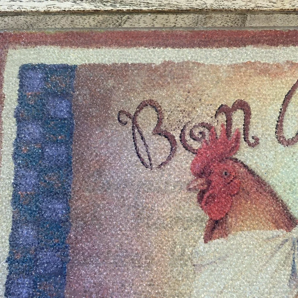 VTG Decorative Tempered Glass Cutting Board With Bon Appétit Rooster 11 1/2